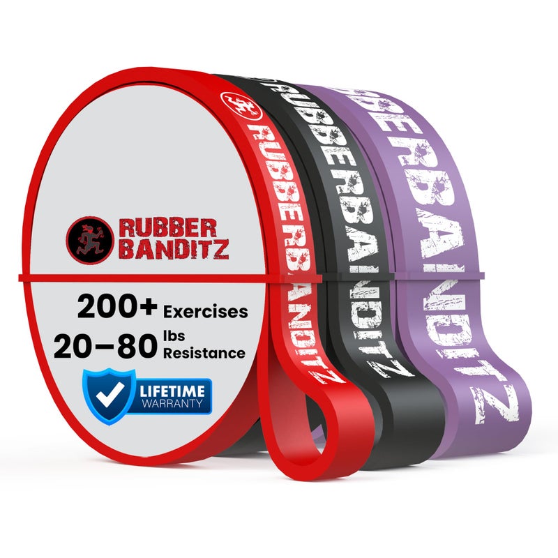 Rubberbanditz Combo Pull Up Assist Bands | Heavy Duty Resistance Exercise Bands for Powerlifting, Mobility, and Stretching | Resistance Bands for Working Out | Combo Pack of 3 - Image 1
